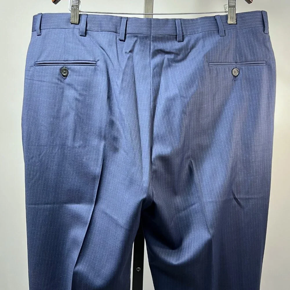 NWT 2 Pc 46L WALTER MORTON Men's Blue Pin Stripe Worsted Wool Blend Suite